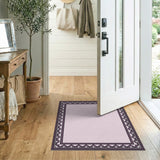 Purple Purple Geometric Border Area Rug