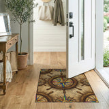 Rainbow Compass Ship Wheel Vintage Rug