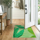 Coastal Beach Green Lush Monstera Leaf Green Area Rug