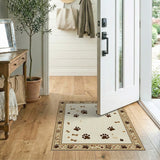 Brown Paw Prints Dog Bones Area Rug
