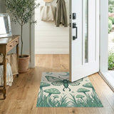 Whimsical Green Moth Mushroom Boho Rug