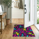 Vibrant Neon Pink Starburst Abstract Area Rug