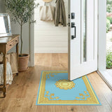 Elegant Light Blue Persian Medallion Area Rug