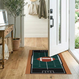 Green Football Field Area Rug with Centered Ball