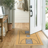 Orange Basketball Court Line Art Area Rug