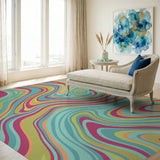 Abstract Area Swirling Teal Abstract Area Rug