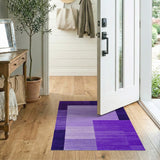 Purple Purple Geometric Block Area Rug