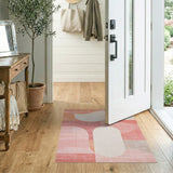 Modern Abstract Geometric Pink Orange Area Rug