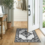 Ornate Black White Persian Medallion No. 11 Rug