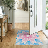 Vibrant Pink Blue Starburst Geometric Area Rug