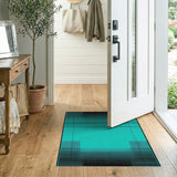Teal Grid Abstract Area Rug