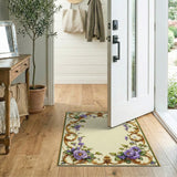 ODIKA Baroque Floral Washable Area Rug, Vintage Purple Gold Low Pile Non-Slip Rug