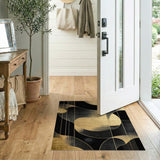 ODIKA Modern Black and Gold Abstract Washable Area Rug - Non-Slip Low Pile Geometric Carpet