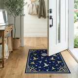 Navy Hummingbird Night Sky Moon Stars Rug