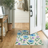 Cornflower Blue Floral Scatter Area Rug