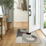 Abstract Geometric Area Rug in Black White Grey Red