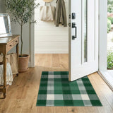 Green Gingham Plaid Farmhouse Area Rug
