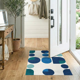 Geometric Modern Blue and Teal Blue Teal Geometric Circle Area Rug