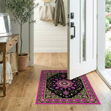 Traditional Persian Pink Vibrant Pink Floral Persian Area Rug