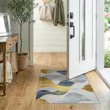 Abstract Area Gold and Silver Gold Wave Abstract Area Rug
