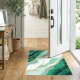 Teal Green Gold Vein Marble Area Rug