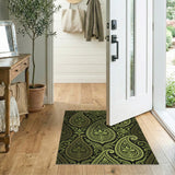Elegant Green Paisley Oriental Area Rug