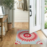 Vibrant Red Mandala Floral Area Rug
