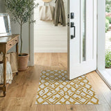 Golden Lattice Geometric Area Rug