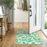 Vibrant Green Leaf Pattern Area Rug