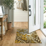 Golden Vine Leaf Floral Area Rug