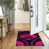 Bold Pink Fan Motif Area Rug