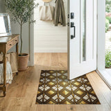 Gold Art Deco Diamond Geometric Area Rug