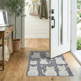 Adorable Grey Kitten Heart Area Rug