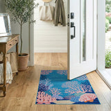 Vibrant Pink Coral Reef Teal Area Rug