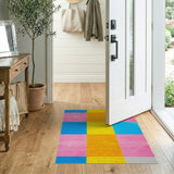 Vibrant Multi-Color Geometric Grid Area Rug
