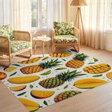 ODIKA Tropical Fruit Pineapple Mango Washable Area Rug, Low Pile Non-Slip Indoor Carpet