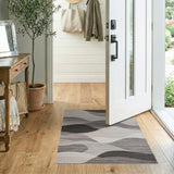 Modern Grey Abstract Wave Area Rug