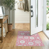 Blush Pink Daisy Line Art Area Rug