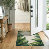 Lush Coastal Beach Lush Green Palm Leaf Area Rug