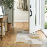 Organic Abstract Beige Area Rug with Wood Tones