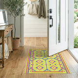 Vibrant Yellow Heritage Tribal Geometric Area Rug
