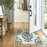 Floral Vintage Green Elegant Green Floral Damask Area Rug