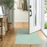 Wavy Mint Green Abstract Area Rug