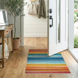 Multi-color and Patterns Vibrant Multi-Color Horizontal Striped Area Rug