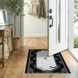 Ornate Gothic Bats Black White Area Rug