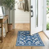 Traditional Persian Blue and Teal Navy Blue Persian Floral Area Rug