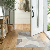 Abstract Curved Shapes Beige Area Rug