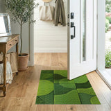 Lush Green Moss Wave Geometric Rug