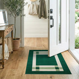Green Green Framed Grid Geometric Area Rug