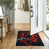 Dynamic Red Swirl Geometric Area Rug